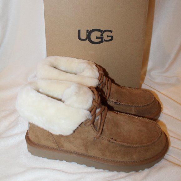NEW UGG WOMEN'S SLIPPERS‎ ANKLE BOOTS CHESTNUT BROWN - Picture 1 of 8